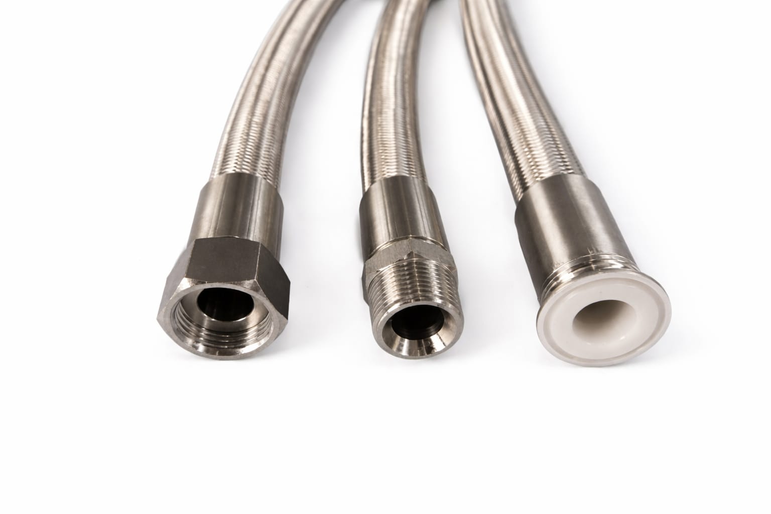 PTFE hoses with stainless steel braiding